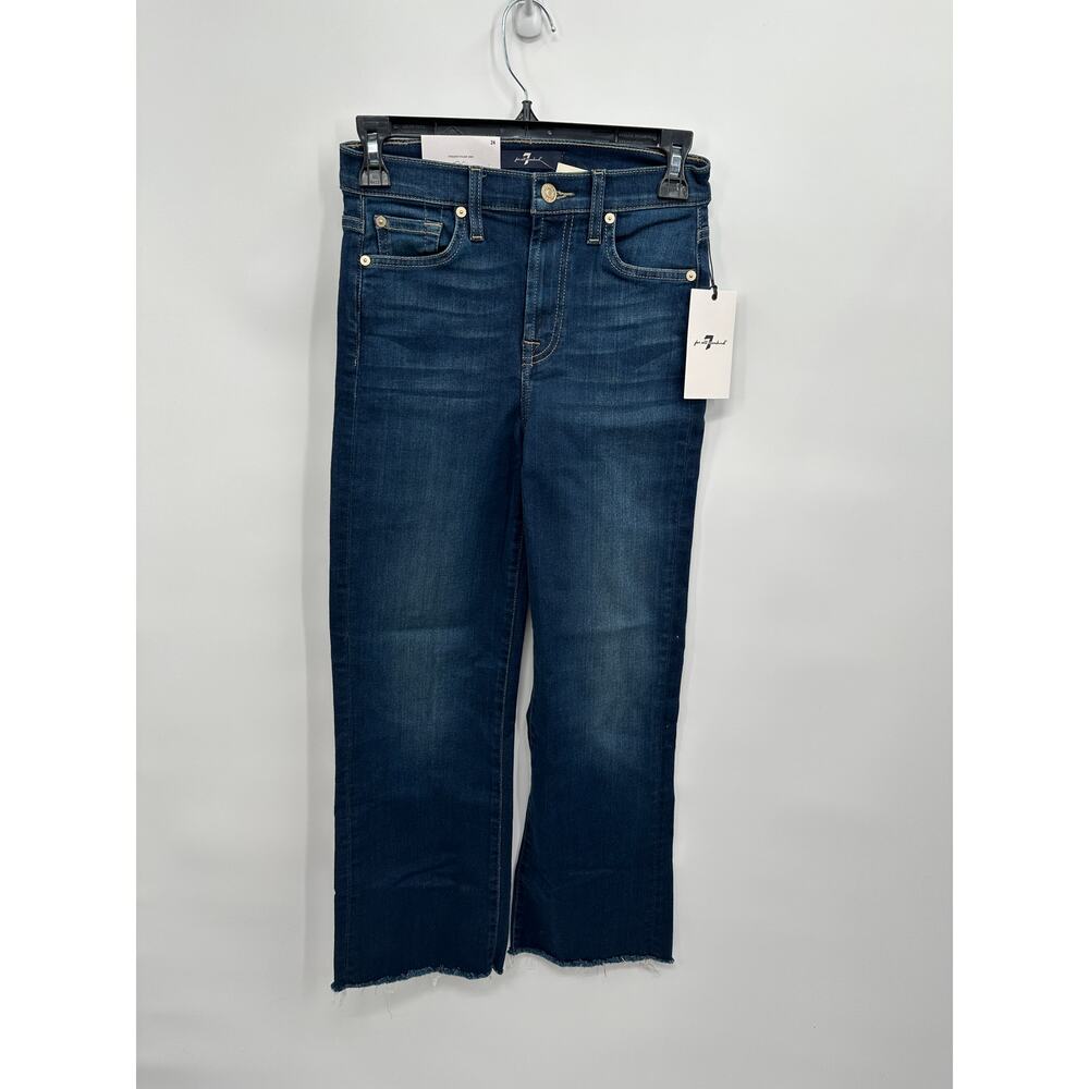 7 FOR ALL MANKIND NWT Alexa Cropped Trouser Wide Leg Raw Hem Jean // 00 - Picture 5 of 15